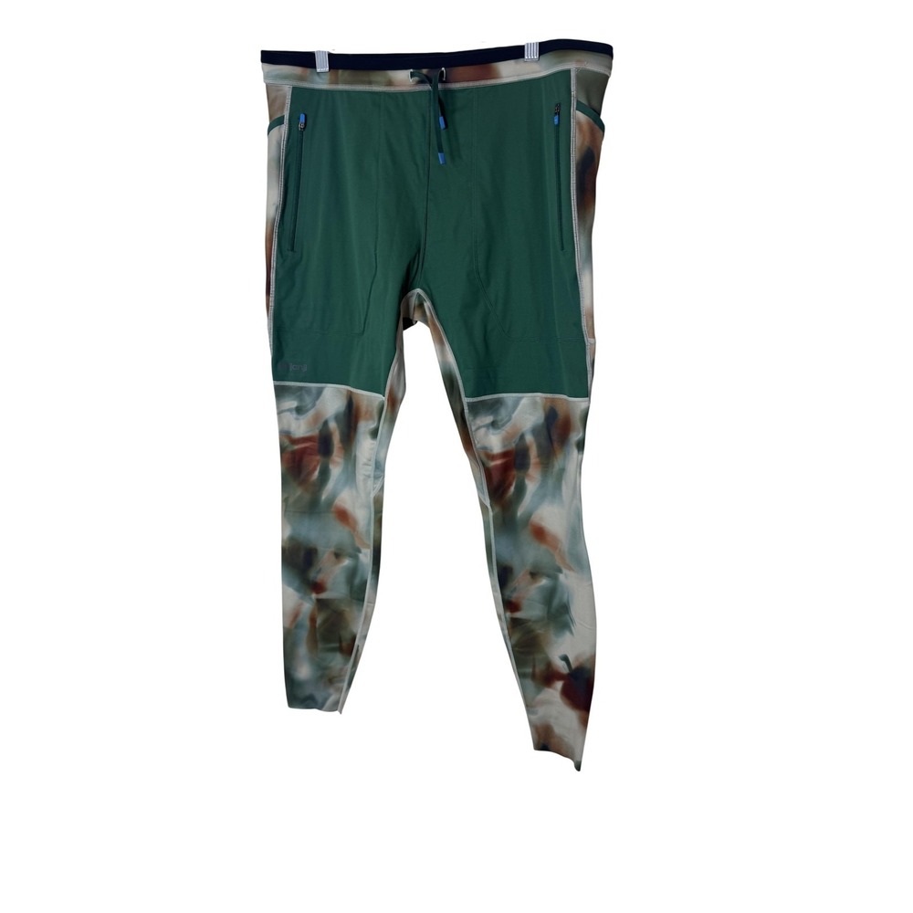 Janji Pants Mens XL Green Camo Boreal Fleece Tight Winter Running Athletic